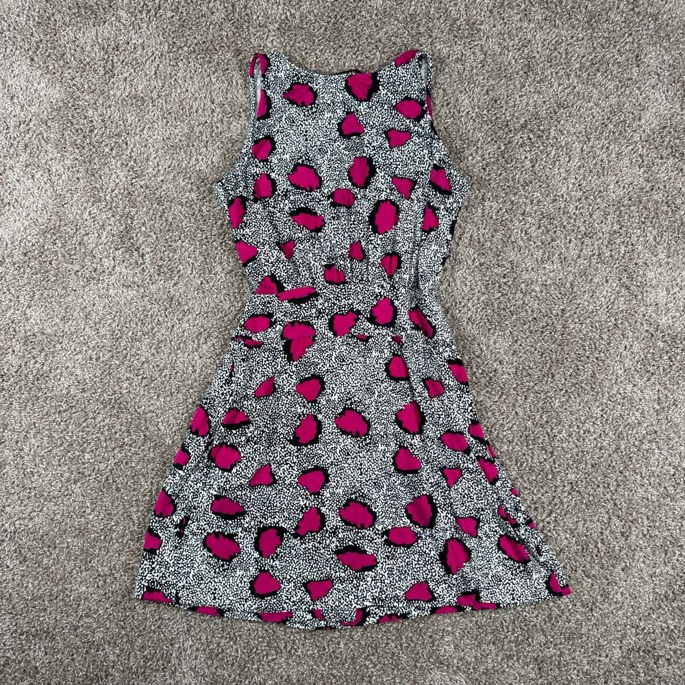 Diane von Furstenberg DVF Soft Stretch Wrap Dress Pink Abstract Print Luxury 2 - Picture 3 of 11